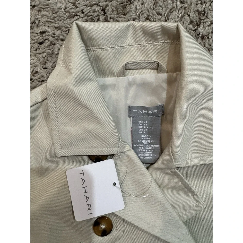 Tahari Kids Girls Trench Coat 2T Beige Belted‎ Double Breasted Classic Jacket